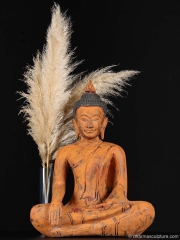Bhumisparsha Mudra Wooden Buddha Statue 17"
