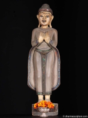 Anjali Mudra Burmese Buddha Statue with Glass Mosaic 24"