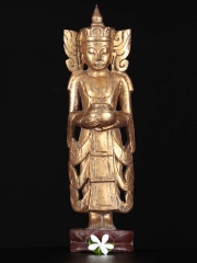 Serene Burmese Golden Buddha Statue 14"