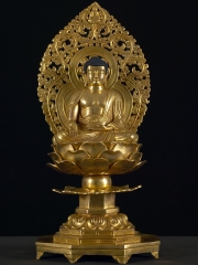 Gold Plated Copper Ratnasambhava Statue 16"