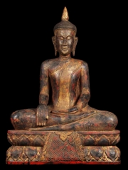(SOLD) Hand Carved Bumisparsha Mudra Buddha Statue 38"