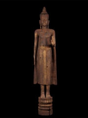 Large Antique Wood Abhaya Mudra Buddha Statue 89"
