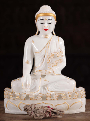 Burmese White Marble Buddha Statue 12 1/2"
