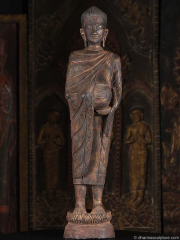 Antique Buddha Statue Holding Alms Bowl 26"