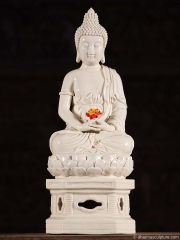 Porcelain Buddha Statue holding Alms Bowl 18 1/2"