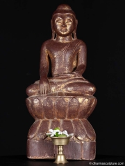 Antique Burmese Teak Buddha Statue 17"