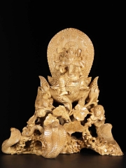 Hand Carved Wood Balinese Ganesh Statue 21"