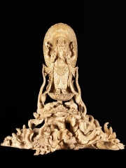Masterpiece Hand Carved Wood Standing Ganesh Statue 33"