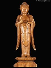 (SOLD) Dharmachakra Mudra Wood Buddha Statue 43"