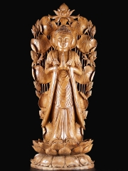 (SOLD) Namaste Mudra Buddha Statue with Lotus Arch  43"
