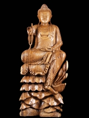 (SOLD) Large Lalita Asana Wood Buddha Statue 62"