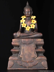 Bhumisparsa Mudra Cambodian Wood Buddha Statue 20"