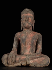 Antique Earth Touching Cambodian Buddha Statue 16"