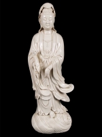 (SOLD) Standing Porcelain Kuan Yin Statue 25"