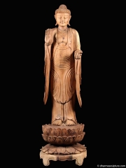 (SOLD) Large Standing Wooden Buddha Statue 67"