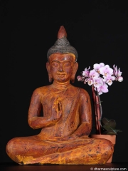 Peaceful Saffron Color Buddha Statue 14"