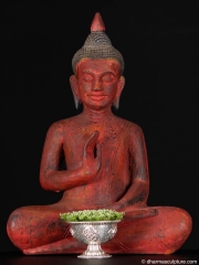 Graceful Peony Color Buddha Statue 13.5"