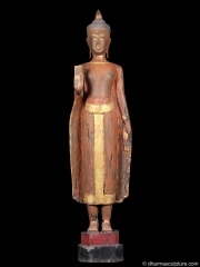 Antique Protection Mudra Cambodian Buddha Statue 61"