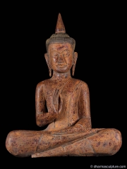 (SOLD) Beautiful Russet Speckled Cambodian Buddha Statue 35"