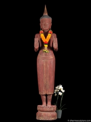 (SOLD) Proctection Gesture Wooden Buddha Statue 59"