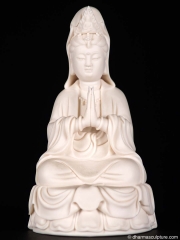 (SOLD) Namaste Mudra Porcelain Kuan Yin Statue 6"