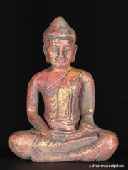 Meditating Wood Buddha Statue 8"