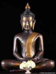 Dhyana Mudra Wood Buddha Statue 20"