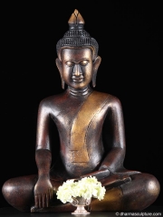 Bhumisparsa Mudra Wood Buddha Statue 20"