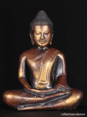 Dhyana Mudra Wood Buddha Statue 8"