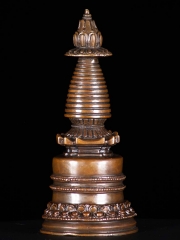 (SOLD) Small Copper Buddhist Stupa, Chaitya 7"