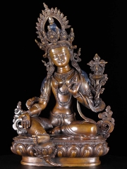 Tibetan Vishvavajra Green Tara Statue 14"