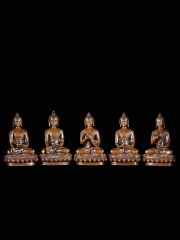 (SOLD) Five Wisdom Dhyani Buddhas, Pancha Buddha Set 8 1/2"