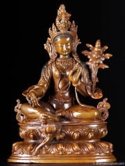 (SOLD) Tibetan Dolma, Green Tara Statue 10"