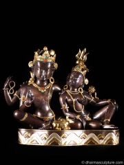 Copper Shiva and Parvati with Nandi 16"