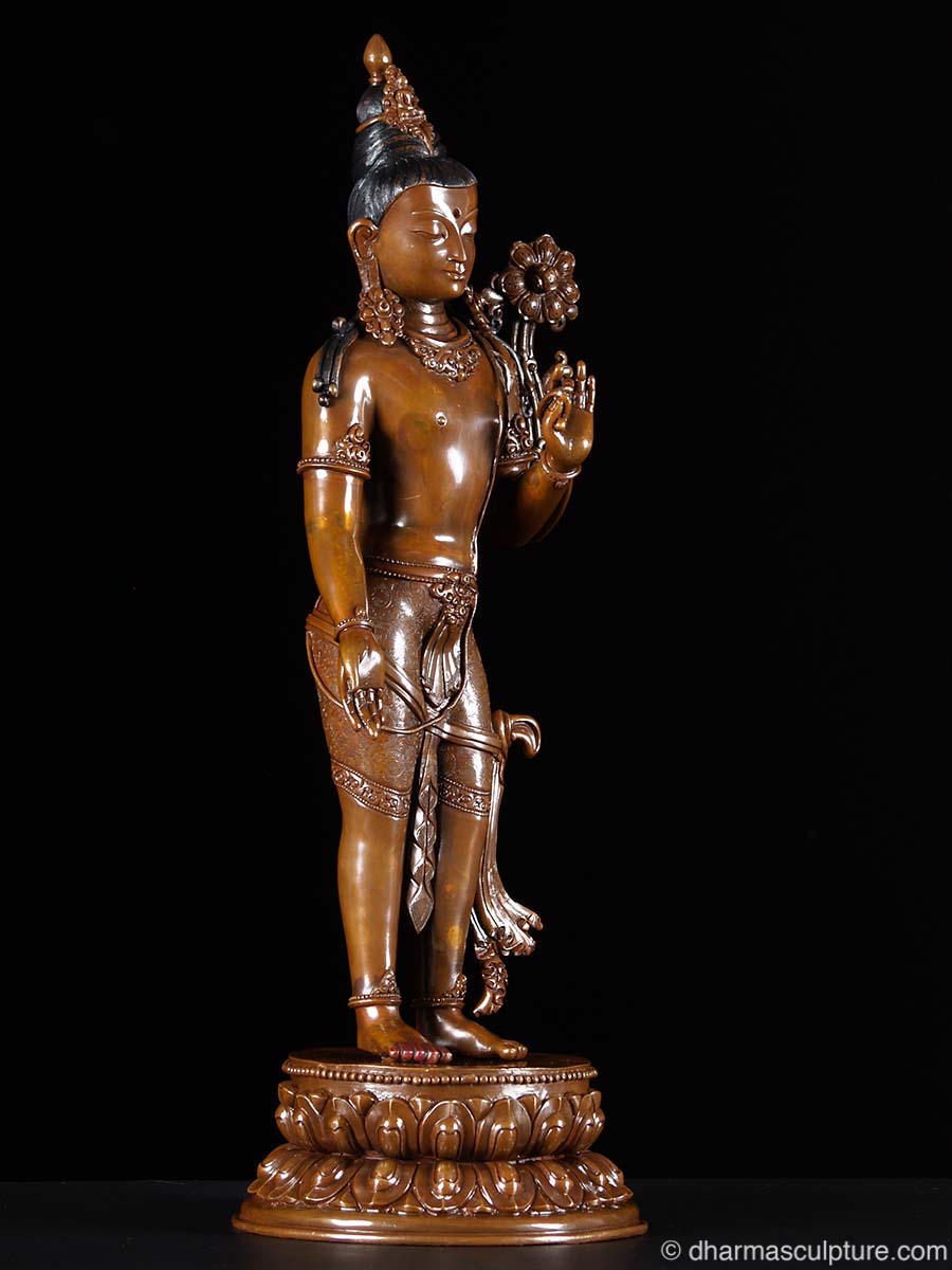 Standing Padmapani Bodhisattva Lokeshvara Copper Statue (7n44)