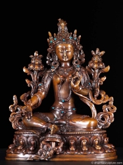 (SOLD) Tibetan Green Tara Buddhist Statue 9"