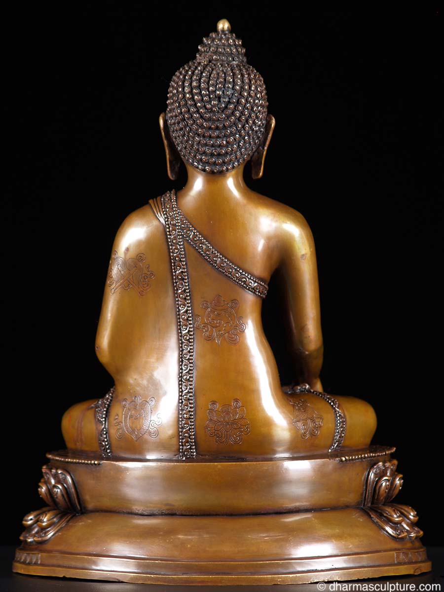 Mosaic Work Earth Touching Pose Shakyamuni Buddha Brass Statue – Buddha  Groove