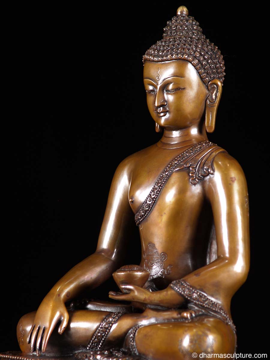 Mosaic Work Earth Touching Pose Shakyamuni Buddha Brass Statue – Buddha  Groove