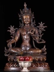 Green Tara Copper Buddhist Statue 14"