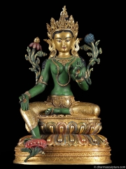 Tibetan Dolma, Green Tara Statue 15"