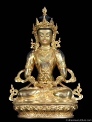 Gold Plated Aparmita Buddha Statue 13"