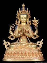 (SOLD) Tibetan Chenrezig Shadakshari Lokeshvara Statue 13"