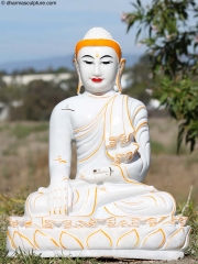(SOLD) Burmese White Marble Buddha Statue 25"
