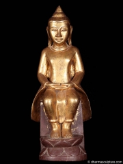 Golden Seated Burmese Buddha Statue 16.5"