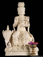 (SOLD) Porcelain Kuan Yin on Elephant Statue 19"